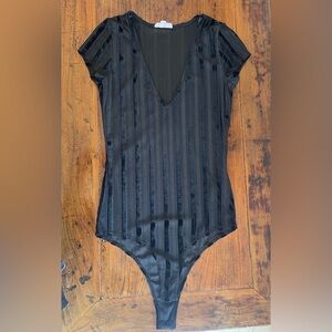 A'gaci Black Striped Bodysuit‎